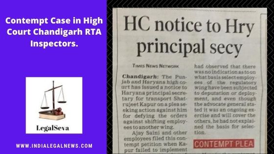 Contempt Case in High Court Chandigarh RTA Inspectors